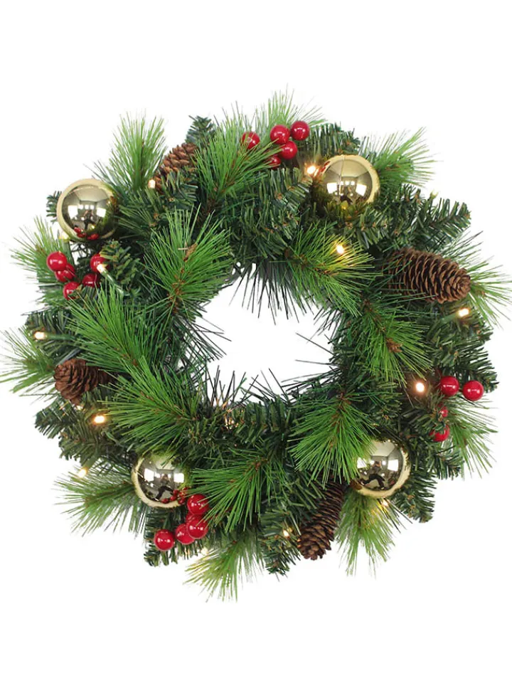 näve Dekofiguren & -Objekte<LED-Weihnachtskranz "Noel" in Grün - Ø 35 cm
