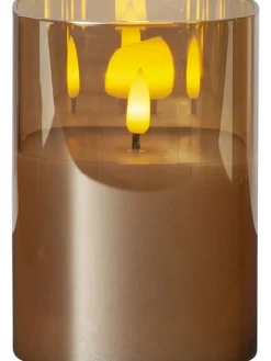STAR Trading Tischleuchten<LED-Windlicht "Flamme" in Gold - (H)12,5 x 9 cm