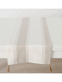 Boltze Küchentextilien<Leinen-Tischläufer "Linel" in Weiß/ Beige - (L)140 x (B)40 cm