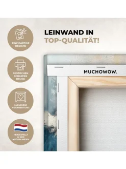 MuchoWow Wanddekoration<Leinwand bilder Abstrakte Kunst gold blau (BxH)