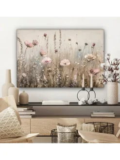 MuchoWow Wanddekoration<Leinwand bilder Blumenfeld (BxH)