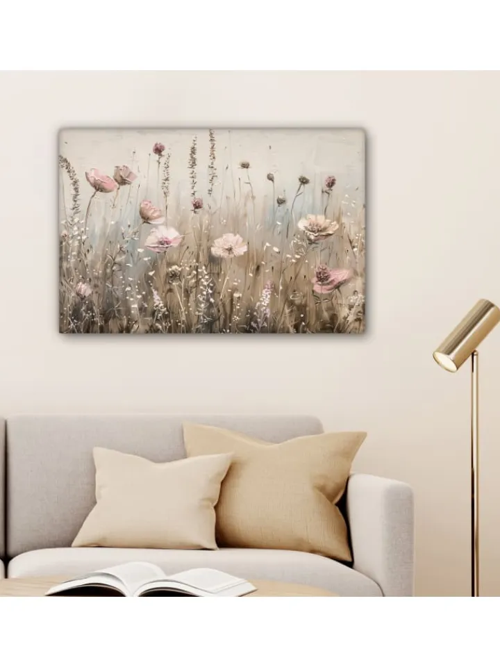 MuchoWow Wanddekoration<Leinwand bilder Blumenfeld (BxH)