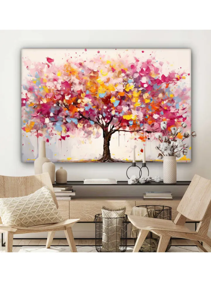 MuchoWow Wanddekoration<Leinwand bilder Farbiger Baum (BxH)