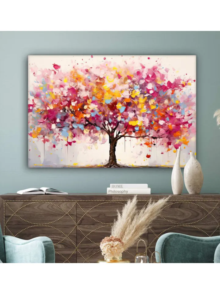 MuchoWow Wanddekoration<Leinwand bilder Farbiger Baum (BxH)