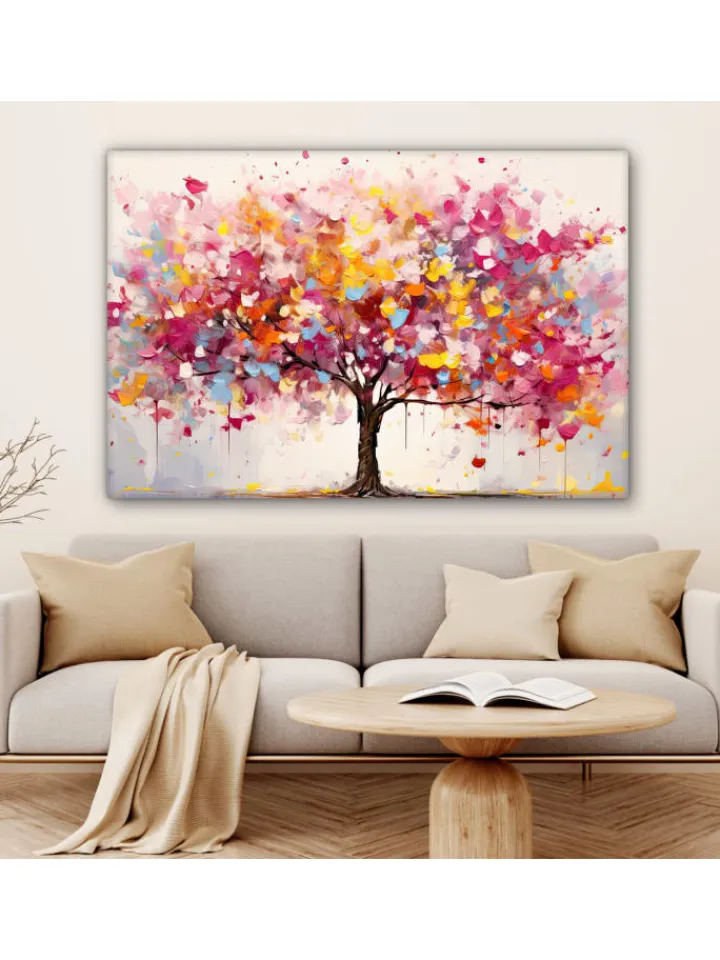 MuchoWow Wanddekoration<Leinwand bilder Farbiger Baum (BxH)