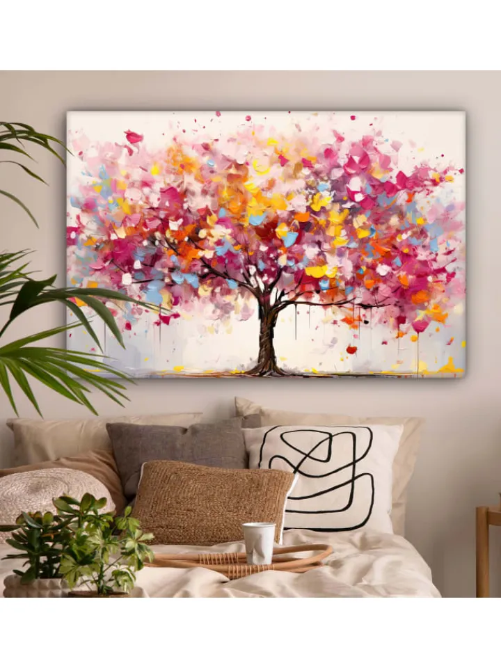 MuchoWow Wanddekoration<Leinwand bilder Farbiger Baum (BxH)