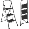 Songmics Weitere Haushaltshelfer<Leiter in Silber/ Schwarz - (B)46,5 x (H)105 x (T)74,5 cm