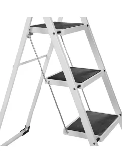 Songmics Weitere Haushaltshelfer<Leiter in Silber/ Schwarz - (B)46,5 x (H)105 x (T)74,5 cm