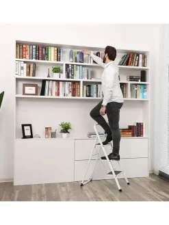 Songmics Weitere Haushaltshelfer<Leiter in Silber/ Schwarz - (B)46,5 x (H)105 x (T)74,5 cm