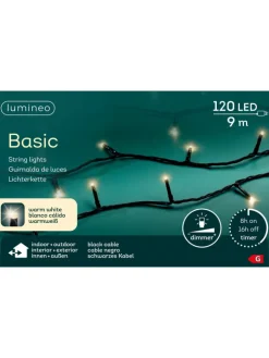 LUMINEO Lichterketten & Dekobeleuchtung<Lichterkette BASIC 120 LED 9 m, schwarzes Kabel in warm weiß