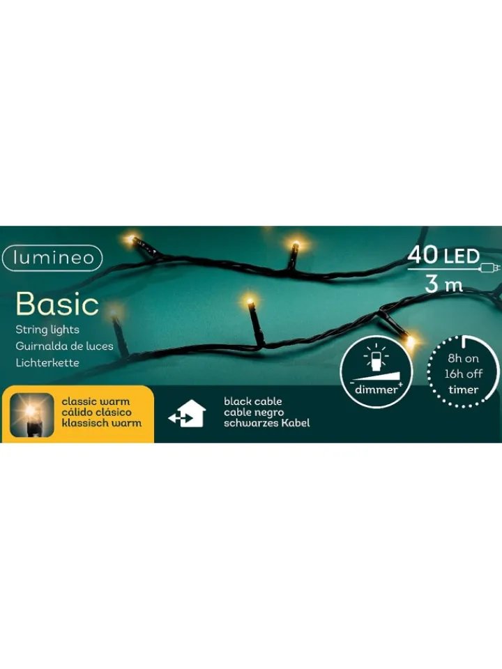 LUMINEO Lichterketten & Dekobeleuchtung<Lichterkette BASIC 40 LED 3 m, schwarzes Kabel, in klassisch warm