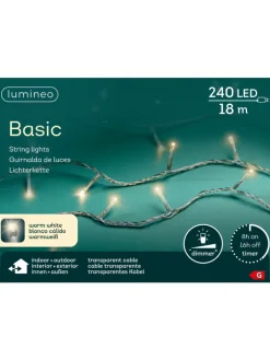LUMINEO Lichterketten & Dekobeleuchtung<Lichterkette BASIC 240 LED 18 m, transparentes Kabel in warm weiß