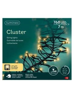 LUMINEO Lichterketten & Dekobeleuchtung<Lichterkette CLUSTER 768 LED 7 m, schwarzes Kabel in Soft Gold