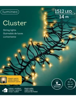 LUMINEO Lichterketten & Dekobeleuchtung<Lichterkette CLUSTER 1512 LED 14 m, schwarzes Kabel in klassisch warm