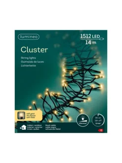 LUMINEO Lichterketten & Dekobeleuchtung<Lichterkette CLUSTER 1512 LED 14 m, schwarzes Kabel in Soft Gold