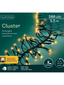 LUMINEO Lichterketten & Dekobeleuchtung<Lichterkette CLUSTER 588 LED 5,5 m, schwarzes Kabel in klassisch warm
