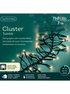 LUMINEO Lichterketten & Dekobeleuchtung<Lichterkette CLUSTER TWINKLE 768 LED 7 m, schwarzes Kabel in warm weiß
