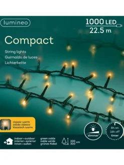 LUMINEO Lichterketten & Dekobeleuchtung<Lichterkette COMPACT 1000 LED 22,5 m, grünes Kabel in klassisch warm
