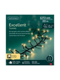 LUMINEO Lichterketten & Dekobeleuchtung<Lichterkette EXCELLENT TWINKLE 1272 LED 20 m, schwarzes Kabel in Soft Gold
