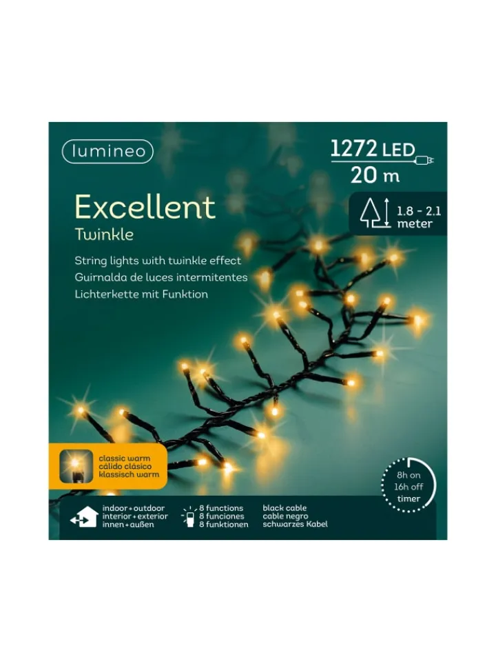 LUMINEO Lichterketten & Dekobeleuchtung<Lichterkette EXCELLENT TWINKLE 1272 LED 20 m, schwarzes Kabel in klassisch warm
