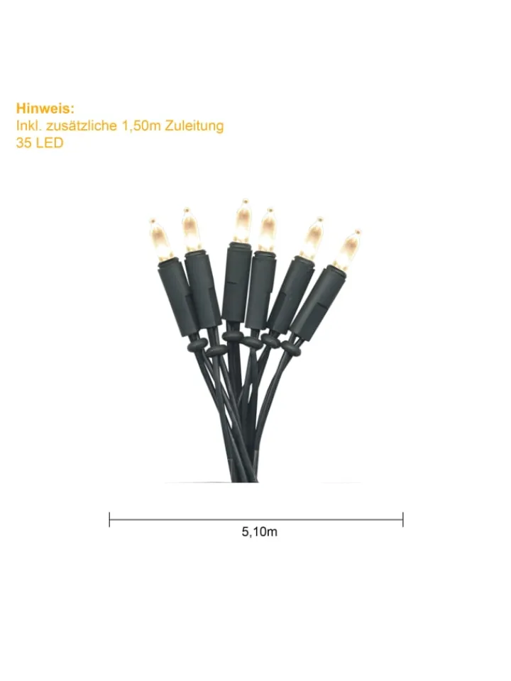 STAR Trading Lichterketten & Dekobeleuchtung<Lichterkette ,P-LED Indoor', grün, 35 P-LEDs, 5m