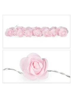 relaxdays Lichterketten & Dekobeleuchtung<Lichterkette Rosen in Rosa - (L)3,3 m