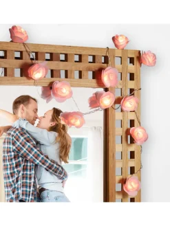 relaxdays Lichterketten & Dekobeleuchtung<Lichterkette Rosen in Rosa - (L)3,3 m