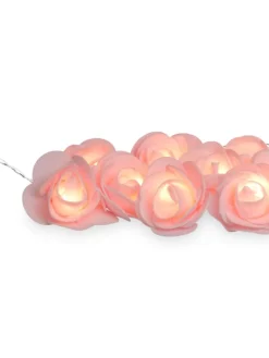 relaxdays Lichterketten & Dekobeleuchtung<Lichterkette Rosen in Rosa - (L)3,3 m