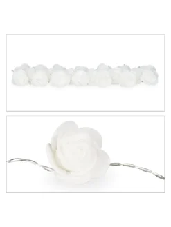 relaxdays Lichterketten & Dekobeleuchtung<Lichterkette Rosen in Weiß - (L)3,3 m