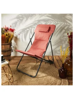 Garden Spirit Gartenmöbel<Liegestuhl "Corfou" in Rot - (B)55 x (H)89 x (T)81 cm