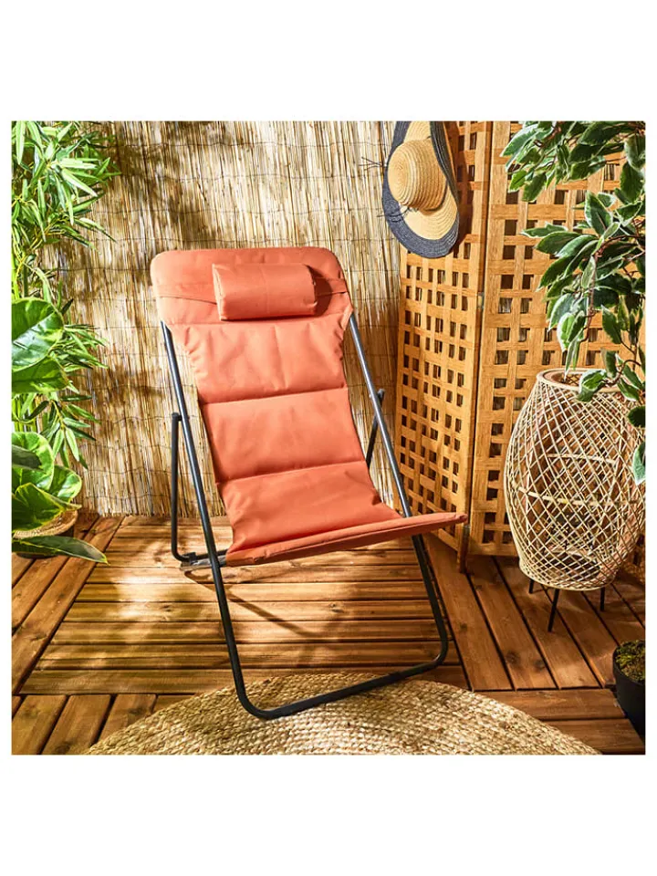 Garden Spirit Gartenmöbel<Liegestuhl "Corfou" in Rot - (B)55 x (H)89 x (T)81 cm