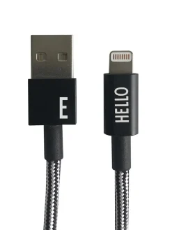Design Letters Technikzubehör<Lightning-Kabel ''E'' in Schwarz - (L)100 cm