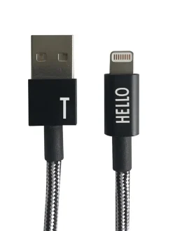 Design Letters Technikzubehör<Lightning-Kabel ''T'' in Schwarz - (L)100 cm