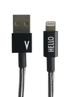 Design Letters Technikzubehör<Lightning-Kabel ''V'' in Schwarz - (L)100 cm