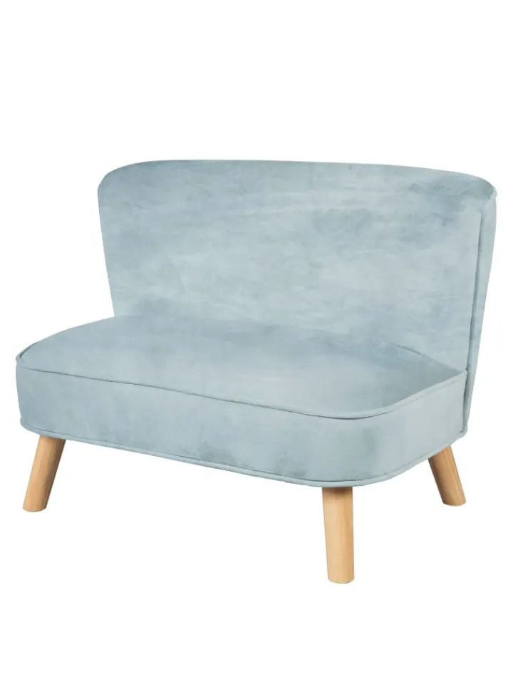roba Sitzmöbel<Lil Sofa' Kindercouch, bequem, Holzfüße & Samtstoff Sky/Hellblau
