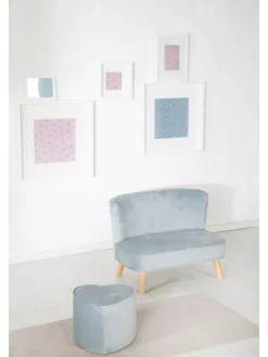 roba Sitzmöbel<Lil Sofa' Kindercouch, bequem, Holzfüße & Samtstoff Sky/Hellblau