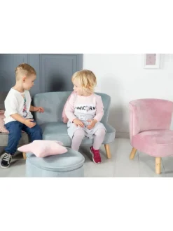 roba Sitzmöbel<Lil Sofa' Kindercouch, bequem, Holzfüße & Samtstoff Sky/Hellblau