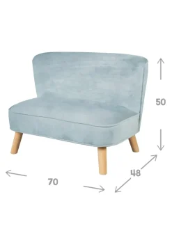 roba Sitzmöbel<Lil Sofa' Kindercouch, bequem, Holzfüße & Samtstoff Sky/Hellblau