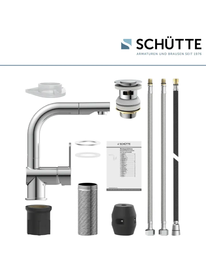 Franz Joseph Schütte Badarmaturen<LONDON Waschtischarmatur, Chrom, mit herausziehbarer Haarbrause