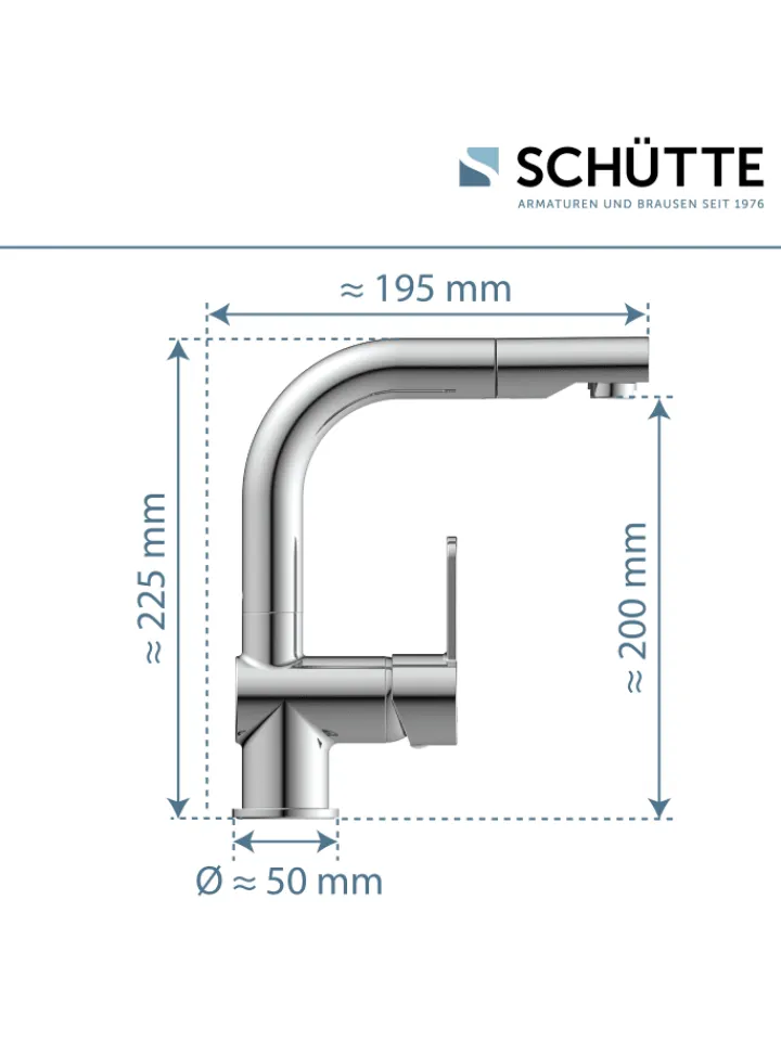 Franz Joseph Schütte Badarmaturen<LONDON Waschtischarmatur, Chrom, mit herausziehbarer Haarbrause
