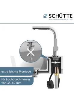 Franz Joseph Schütte Badarmaturen<LONDON Waschtischarmatur, Chrom, mit herausziehbarer Haarbrause