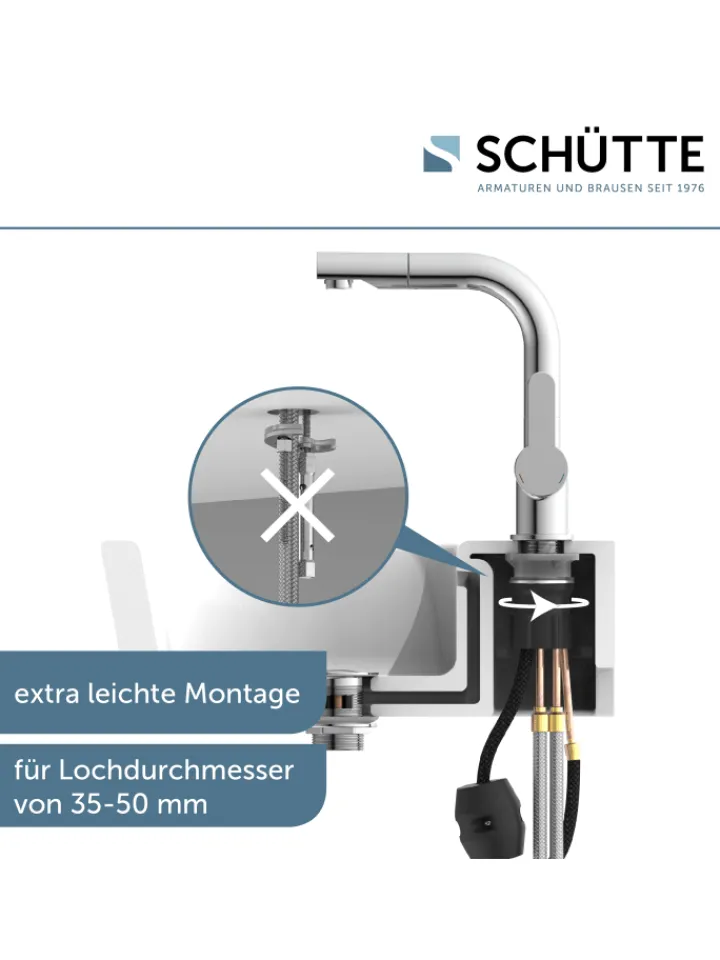 Franz Joseph Schütte Badarmaturen<LONDON Waschtischarmatur, Chrom, mit herausziehbarer Haarbrause