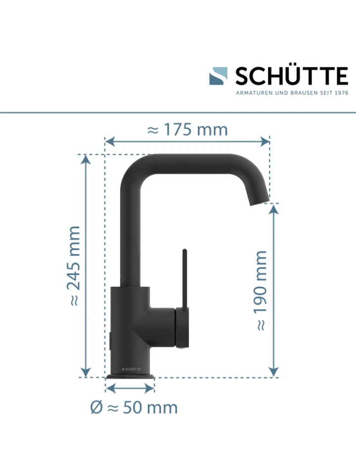 Franz Joseph Schütte Badarmaturen<LOS ANGELES Waschtischarmatur, Schwarz matt