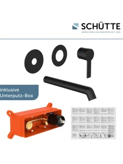 Franz Joseph Schütte Badarmaturen<LOS ANGELES Waschtischarmatur, Schwarz matt, für Wandmontage
