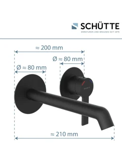 Franz Joseph Schütte Badarmaturen<LOS ANGELES Waschtischarmatur, Schwarz matt, für Wandmontage