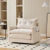 ABRIHOME Sitzmöbel<Loungesessel in Beige 360° drehbar mit Armlehnen und Kissen