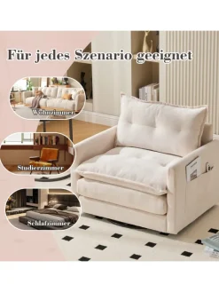 ABRIHOME Sitzmöbel<Loungesessel in Beige 360° drehbar mit Armlehnen und Kissen