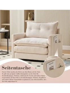 ABRIHOME Sitzmöbel<Loungesessel in Beige 360° drehbar mit Armlehnen und Kissen