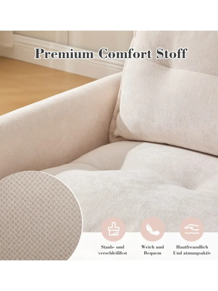 ABRIHOME Sitzmöbel<Loungesessel in Beige 360° drehbar mit Armlehnen und Kissen