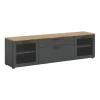 xonox.home Regale & Schränke<Lowboard (B/H/T): 185x52x40 cm in Basalt grau, Artisan Eiche und Glas